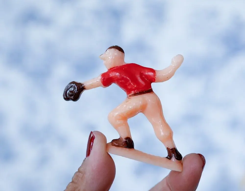 VTG 50s Baseball Player Cake Toppers Set of 5 MCM Retro Boys Sport Party Favors